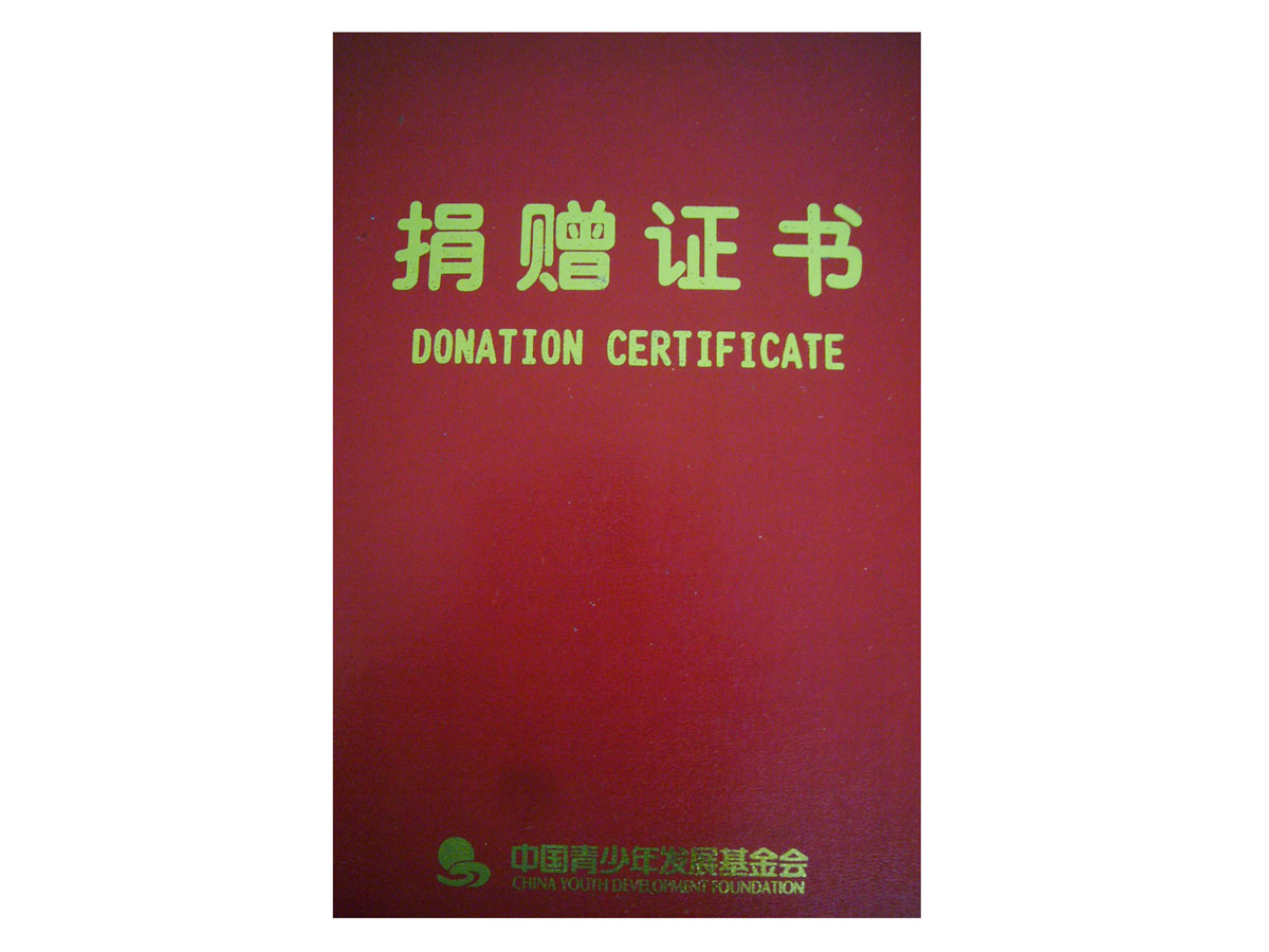 中国青少年发展基金会证书